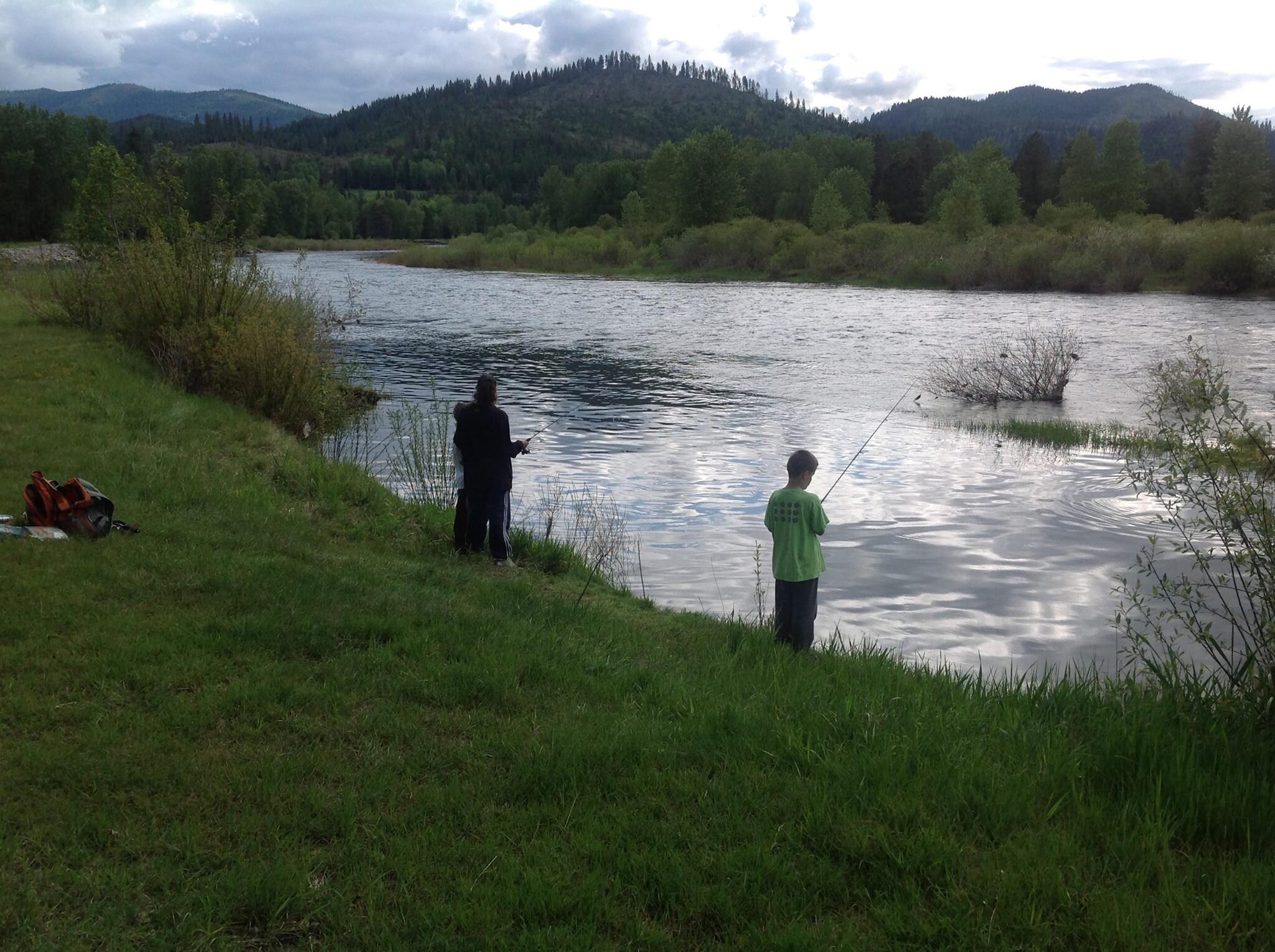 Evening fishing at the CDA River RV, Riverfront Campground