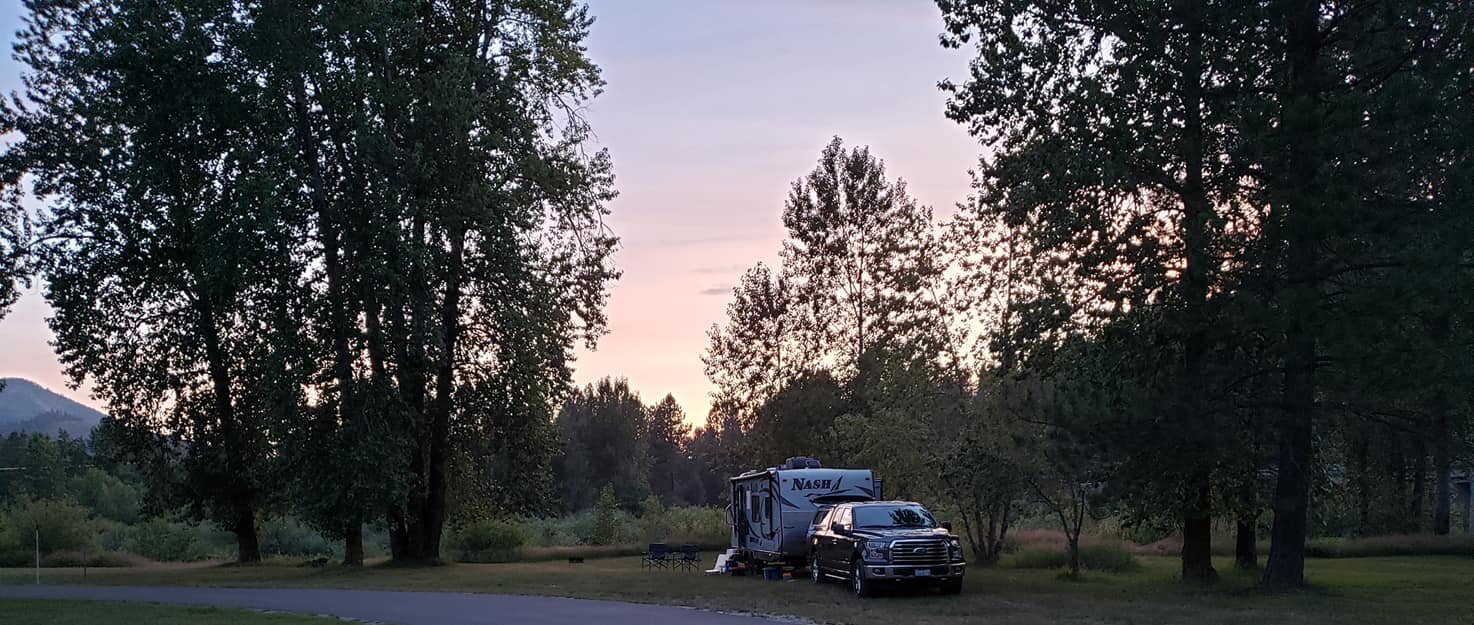 Sunset at CDA River RV, Riverfront Campground